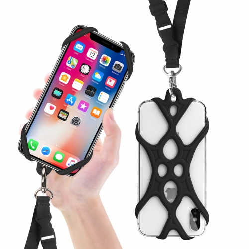 Tyson 2 in 1 High Quality Convex Silicone Cell Phone Case with Detachable Neckstrap Universal for Smartphone