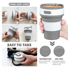 Tyson Modern Design Economic Collapsible Silicone Water Cup Casual Grey Coffee Cup