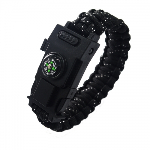 Tyson Outdoor Adventure Survival Kit Multi Functional Wrist Band with Led Light Firestarter Knife Paracord Compass