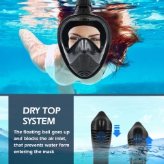Tyson 2020 New breath folding snorkeling mask anti fog foldable full face snorkel mask for diving swimming black