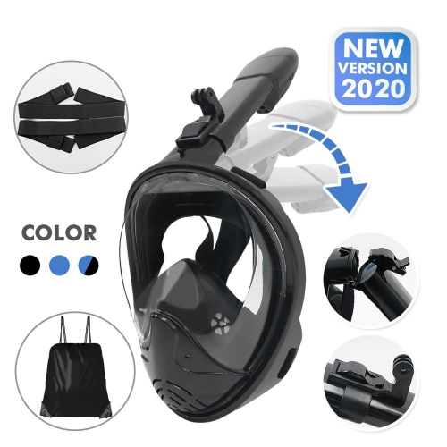 Tyson 2020 New breath folding snorkeling mask anti fog foldable full face snorkel mask for diving swimming black