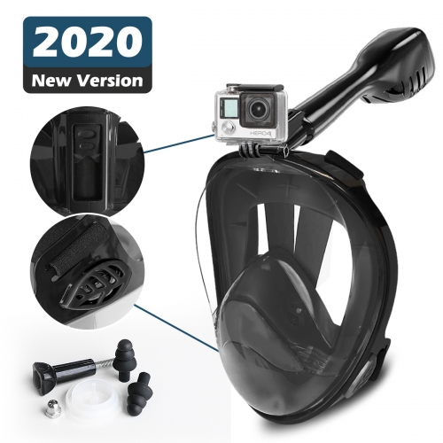 2020 High quality black PVC diving mask full face diving mask diving mask and snorkel