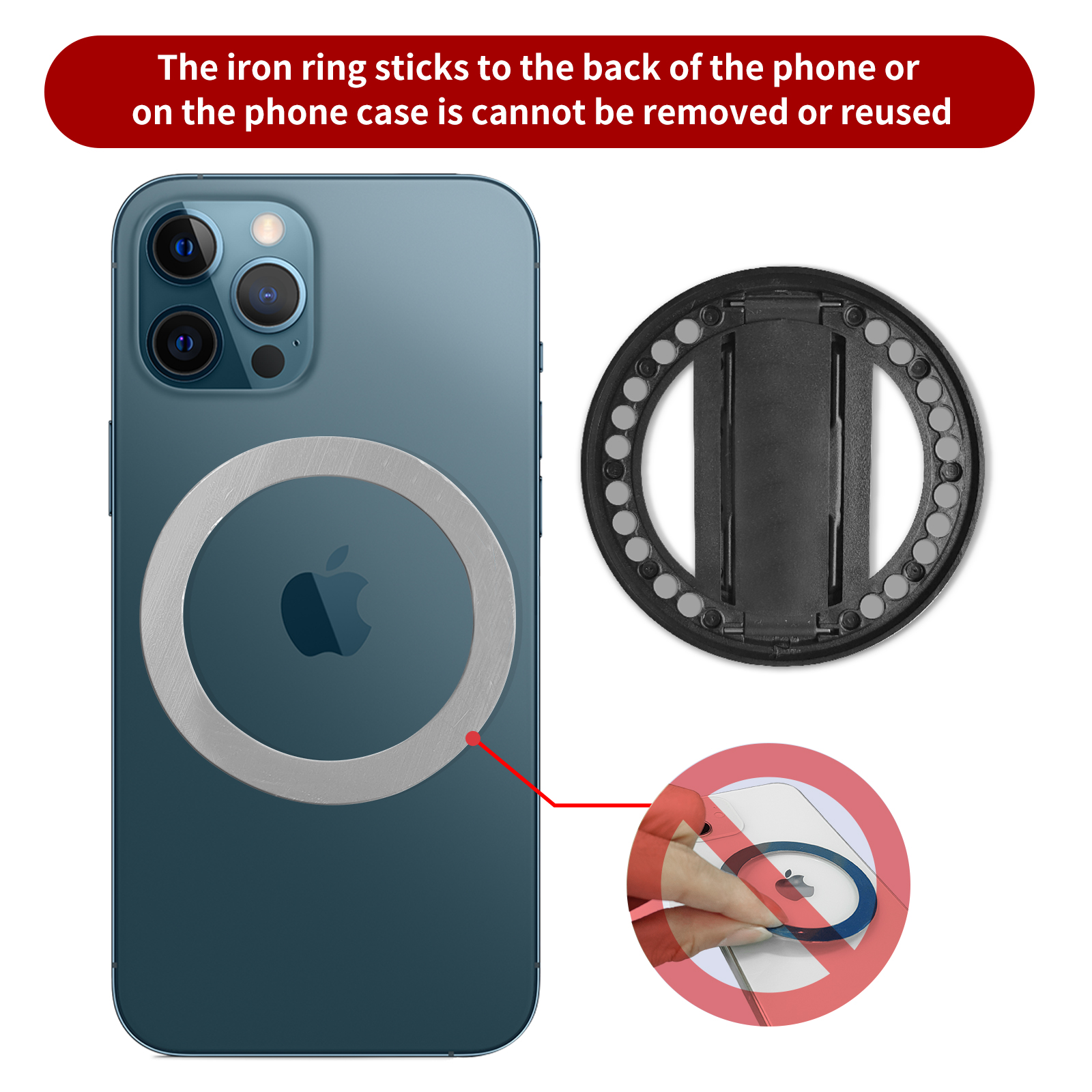 Phone Ring Holder 360 Foldable Rotating Phone Holder Metal Rear Ring Grip  Foldable Ring Holder For Magnetic Car Phone Smartphone (rose Gold)(1pcs)