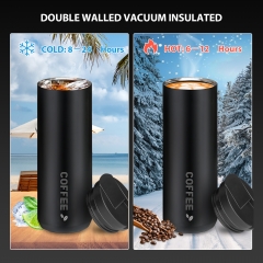 Insulated Skinny Stainless Steel Tumbler Coffee Tumbler with Straw - Travel Coffee Mug With PBA Free Lids - Slim Vacuum Insulated Tumblers Keep Hot and Cold - Great for Home, Office.