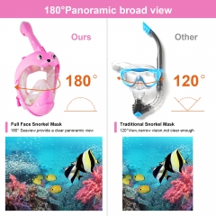 Rocontrip Snorkeling Gear for Kids, Kids Full Face Snorkel Mask, Adjustable Headband Child Diving Toys, Snorkel Set with Safety Breathing System,Scuba Gear 180° Panoramic Anti-Fog Anti-Leak